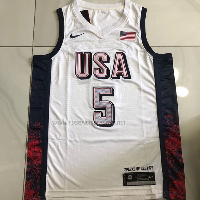 Camiseta Anthony Edwards NO 5 USA 2024 Blanco